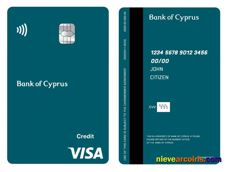 Cyprus Bank of Cyprus visa credit vertical card